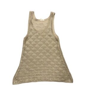 Moth Anthropologie Gold Metallic Knit Diamond Pattern Tank Top Scoop Neck Small